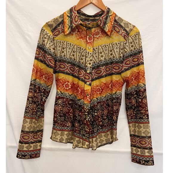 Eva Varro Bohohemian Tapestry All Over Print Long Sleeve Shirt Large Handcraft - Picture 1 of 3